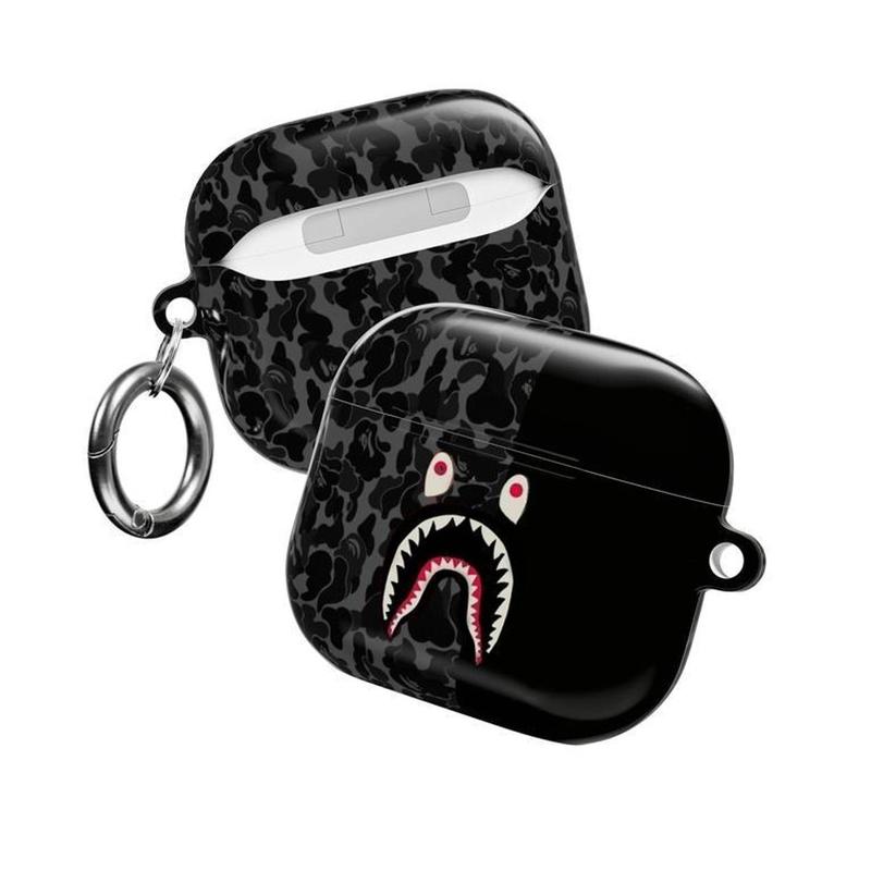 Camo Streetwear AirPods Case | Bold Shark Mouth Icon with Military Camouflage Patterns | Urban Hypebeast Cover For AirPods 1 2 3 4 & Pro Gen 1 2 3 PMDWE8