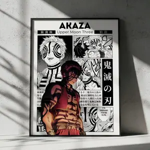 [Sale up to 30%] + [FREE SHIP] + [NO FRAME] Akaza Demon Slayer Anime Poster, Manga Wall Artwork Prints, Home Decor Gift