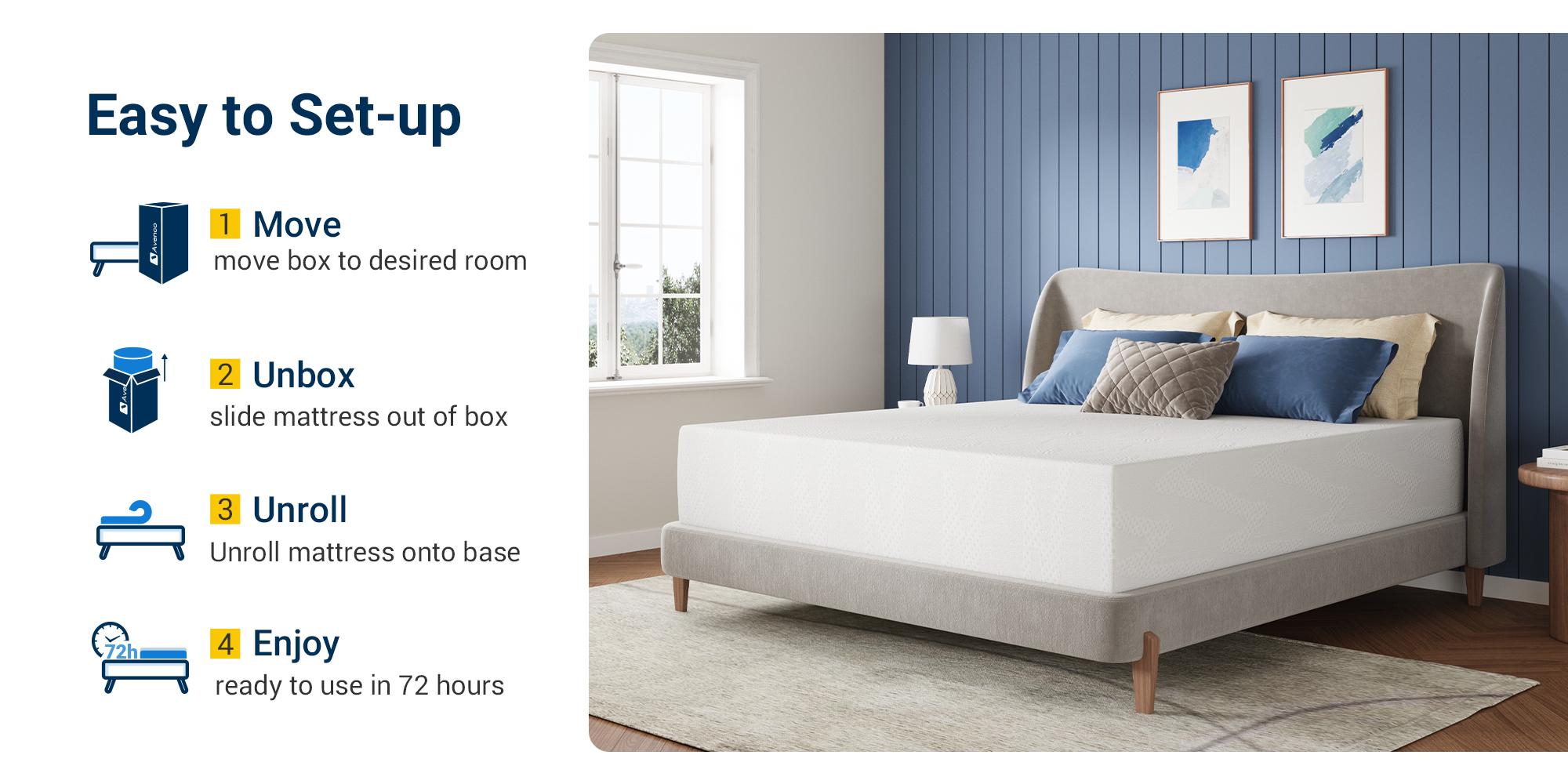 Avenco Gel Memory Foam Mattress 5/6/8/10/12/14 Inch CertiPUR-US Certified Odorless Spine Soothing Sturdy Foundation Premium Bed for Comfort Sleep & Cooling Night Sleep - Breathability