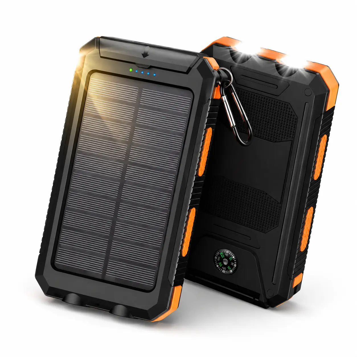 10000mAh Solar Power Bank Portable Charger - Mobile Accessories Rechargeable Tech Charging Solution with LED Flashlight, Dual USB-A, Waterproof for Outdoor Camping Emergency Use