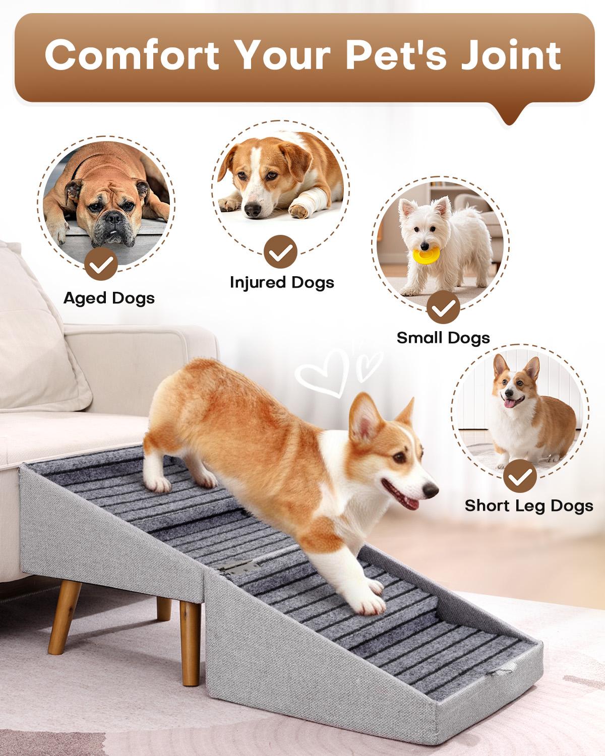 Prevent IVDD | 17'' Tall Dog Ramp Ottoman for Couch | Pet Stairs Steps for Small Dogs | Protect Dog's Joints | for Senior Injured Dogs, Dachshund,Chihuahua,Bulldog