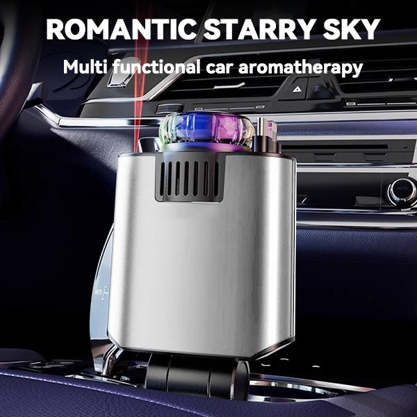 Smart Portable Car Air Freshener with Starlight Diffuser ,Intelligent Sensing & Atmosphere Lighting - Retractable Car Charger & Aromatherapy Diffuser ,Christmas Perfect Gift for Men