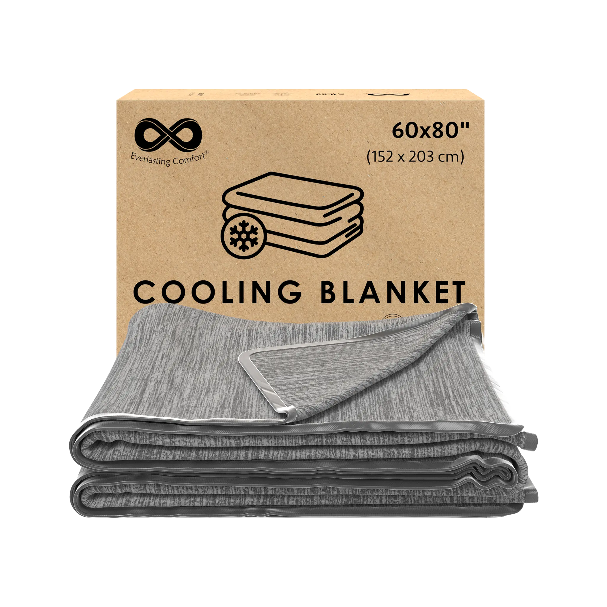 Everlasting Comfort Breathable Cold Blanket Queen Size 60-inch (60"x80") for Hot Sleepers - Double-Sided Reversible, Japanese Icy-Cool Fibers & 100% Bamboo Cotton, Soft Lightweight Blanket for Nighttime Use to Beat the Heat, 60-Inch Blankets