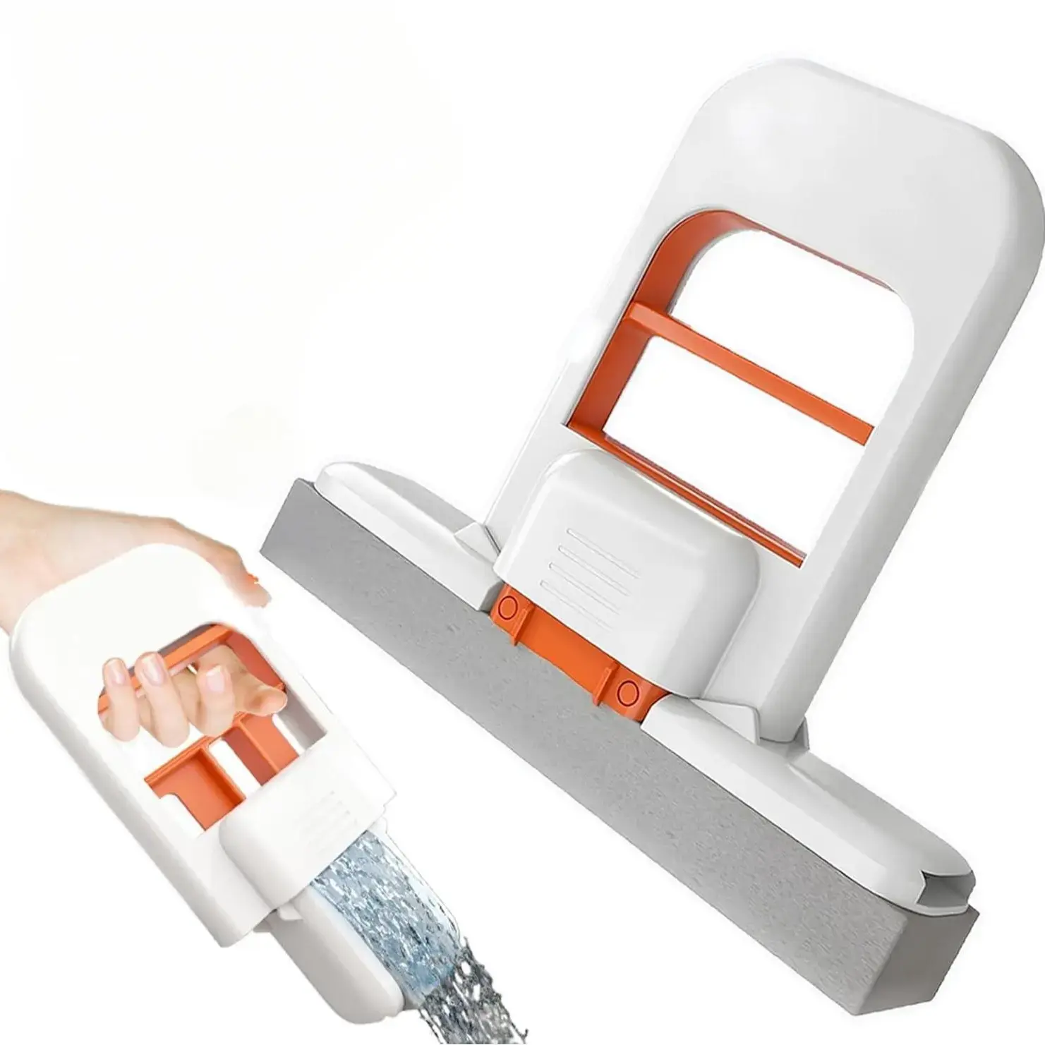 Rozino Mini Mop 2025 Upgrade - Portable Self-Squeezing Mop for Small Spaces, Wet & Dry Use, Includes Sponge, Perfect for Bathroom, Kitchen & Glass Cleaning, Set of 2, Compact & Efficient Cleaning Solution in Vibrant Orange