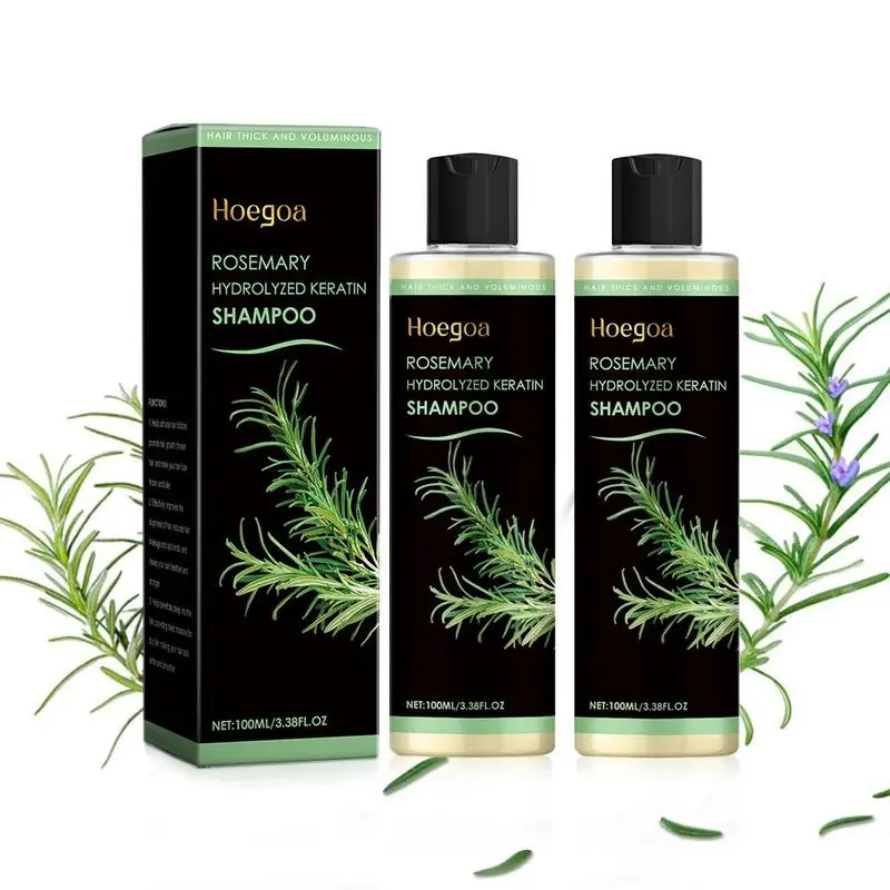 HOEGOA Rosemary Hair Growth Shampoo 2-Pack Bundle - Thickening & Strengthening for Thinning Hair w/Keratin | Organic Treatment for Women & Men (3.4oz x 2)