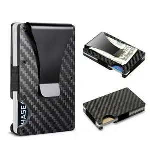 Minimalist Card Holder Men's Ultra-Slim Wallet, Tactical RFID Blocking Wallet, Thin Carbon Fiber Scratch-Resistant Money Clip, RFID Card Slots, Perfect Gift for Boyfriend