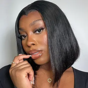 [Upgrade Hairline] AliPearl Wigs Straight Widow's Peak Glueless 6x8 Lace Closure Short Bob Wigs with Drawstring M-Shape Hairline Ready to Go Pre Cut Pre Plucked Natural Hairline Human Hair #Summervibes