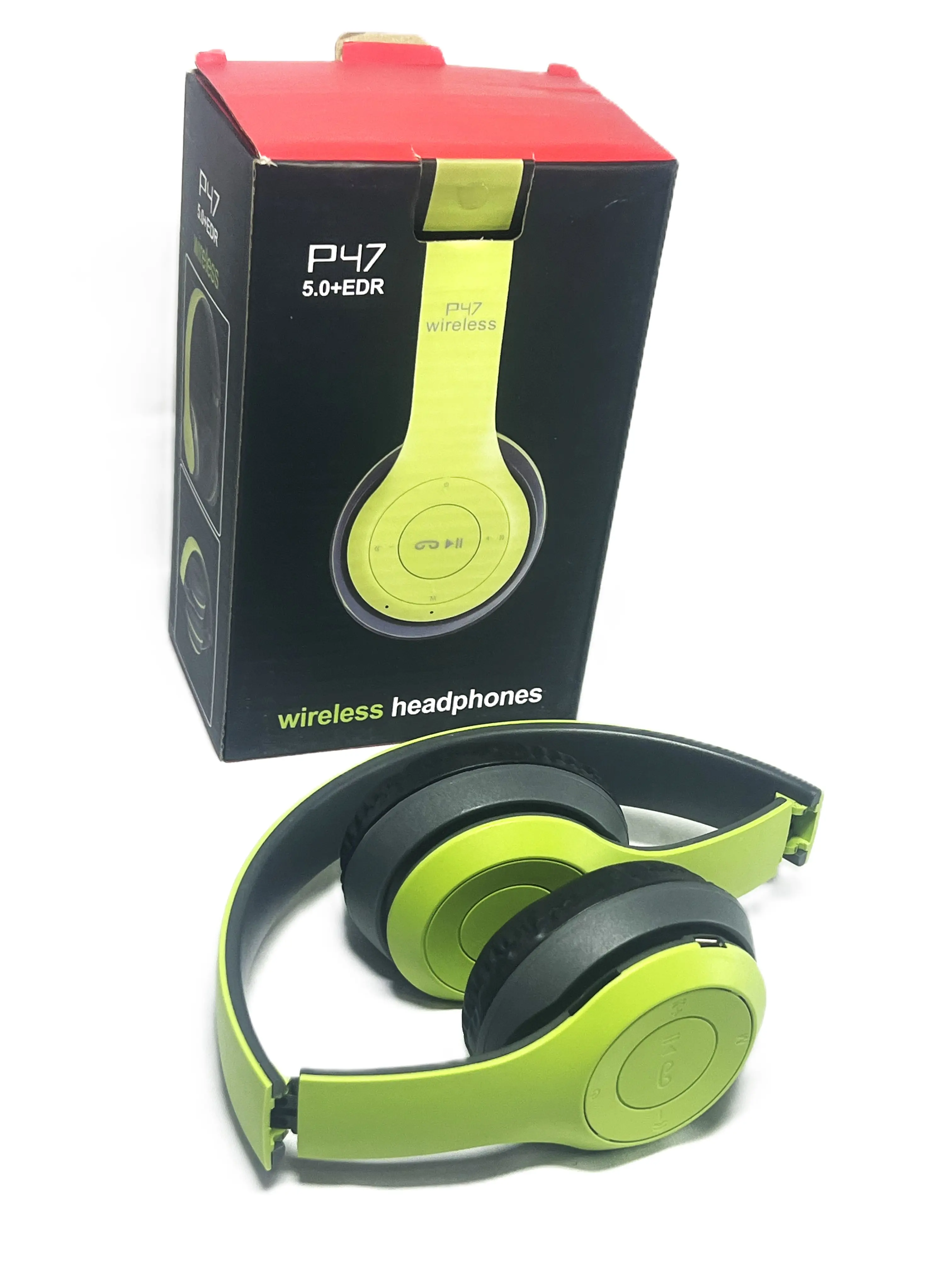 P47 Bluetooth Headphones 5.0+EDR Wireless Foldable Over-Ear with FM Radio Microphone & SD Card Slot for Travel & Daily Use