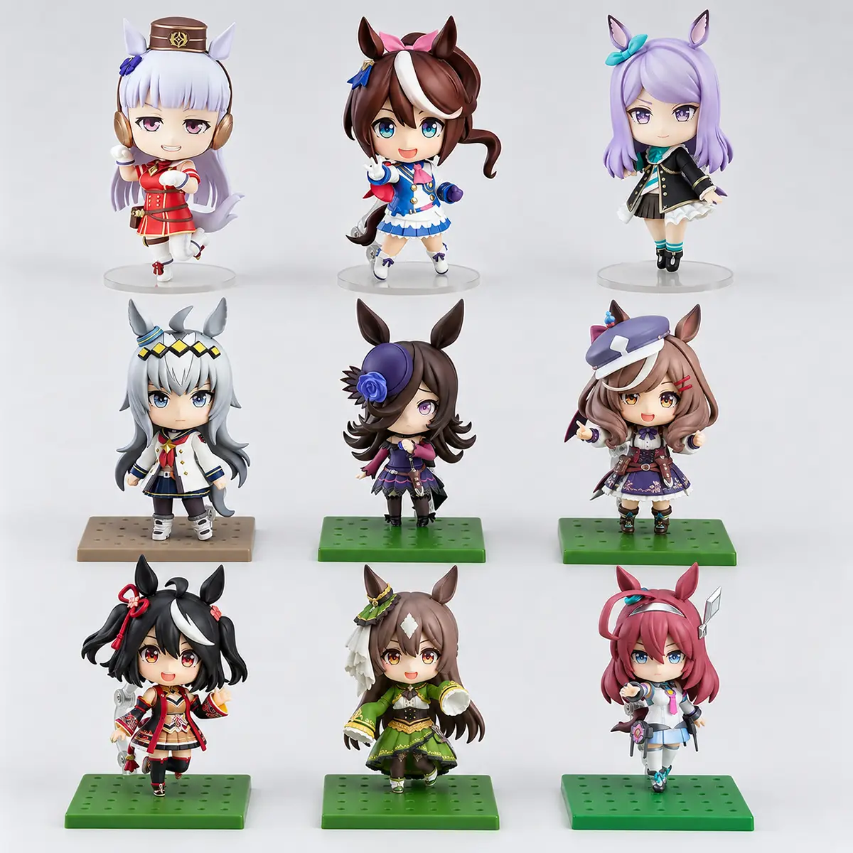 Umamusume Pretty Derby Chibi Figure, Tokai Teio Gold Ship Mejiro McQueen Oguri Cap Movable Anime Horse Girl Figurines, Interchangeable Face Boxed Collectible Toy, Desk Gift for Game Fans