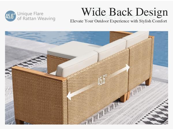 【1 or 2 Packages Shipping】Phivilla Home Outdoor Patio Rattan Furniture Set with Acacia Wood Coffee Table, Thick Cushions – 3/7-Piece Sofa Set for Balcony, Porch & Patio, SpringGlowUp