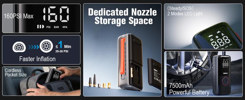 GOOLOO A6 Lite Tire Inflator Portable Air Compressor with Digital Display for Cars Bikes Balls & More