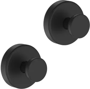 Pack of 2 - Suction Cup Hooks for Door Wreaths, Vacuum Suction Wreath Hanger for Front Door Window Glass, Bath Robe Loofah Shower Hooks for Inside Shower, Black
