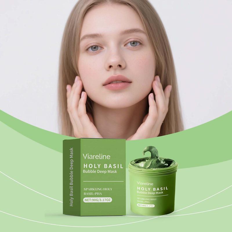 Holy Basil Bubble Deep Mask – Holy Basil & Carbonated Water for Cleansing Pores & Blackheads, Clay to Bubble Wash-Off Pack, Stocking Stufffers