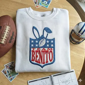 Embroidered Bad Benito Bowl Bunny Football Sweatshirt, Distressed Retro Shirt 2026, Halftime Game Day Shirt, Puerto Rico Fan Merch