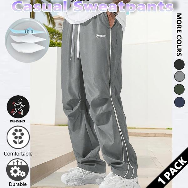 Loose Sports Pants Men's Trousers Grey Side Stripeswith Gold Accent Stripe Comfortable DesignAthleisure Style Bottoms Athletic Bottoms GymwearFitness Outfit