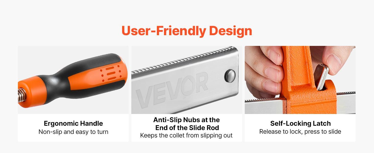【Summerfinds】VEVOR F Clamps for DIY Enthusiasts, 8-Pack 6" & 12" Woodworking Clamps, 600 lbs Load Limit, Malleable Iron-Carbon Steel, Ergonomic Handle, Plastic Pad, Self-Locking, Raised End Stop, for Metalworking, Bar Clamp Set, Heavy Duty Clamp