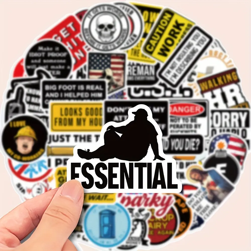 50-pack of fun and satirical DIY stickers - reusable self-adhesive sheets containing humorous phrases and images, suitable for laptops, guitars, helmets, skateboards, suitcases, mobile phones, etc. Fun stickers.
