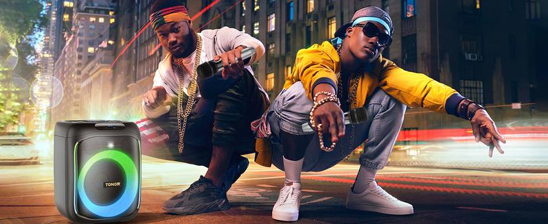 TONOR K6 Karaoke Machine for Adults, Portable Bluetooth Singing PA Speaker System with 2 Wireless Microphones and RGB LED Lights, Supports BT/AUX/USB/TF Card for Party, Home Karaoke, Outdoor/Indoor