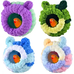 Plush Winter Bird Nest - Cozy Soft Birdhouse for Budgies, Lovebirds, Canaries & Small Parrots (4 Color Options)