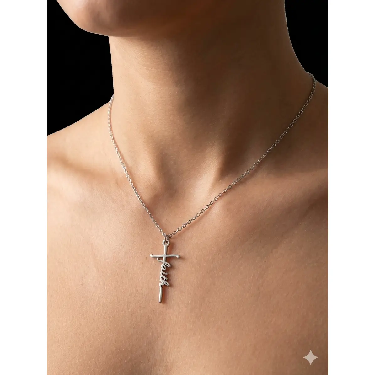 Elegant Cross Pendant Necklace, Silver Plated with Faith Inscription, 16 Inch Chain for Women & Men, Birthday Gift, Silver Necklaces & Pendants, Casual