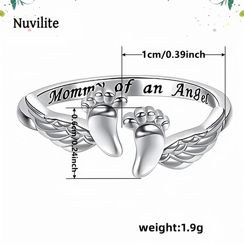 Adjustable Letter & Wing Ring | Personalized Angel Cuff Ring for Daily Wear