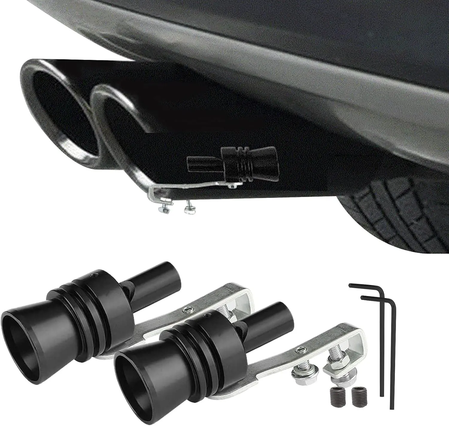 2PCS Car Turbo Whistle, Aluminum Alloy Universal Turbo Whistle | XL Size Aluminum Alloy Universal Turbo Sound Exhaust Muffler Pipe Whistle Car Roar Make