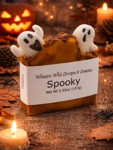Spooky Bar Soap - Handcrafted with Vanilla, Marshmallow & Pumpkin Scent - Perfect for Halloween Gifting - Net Wt. 5.55oz