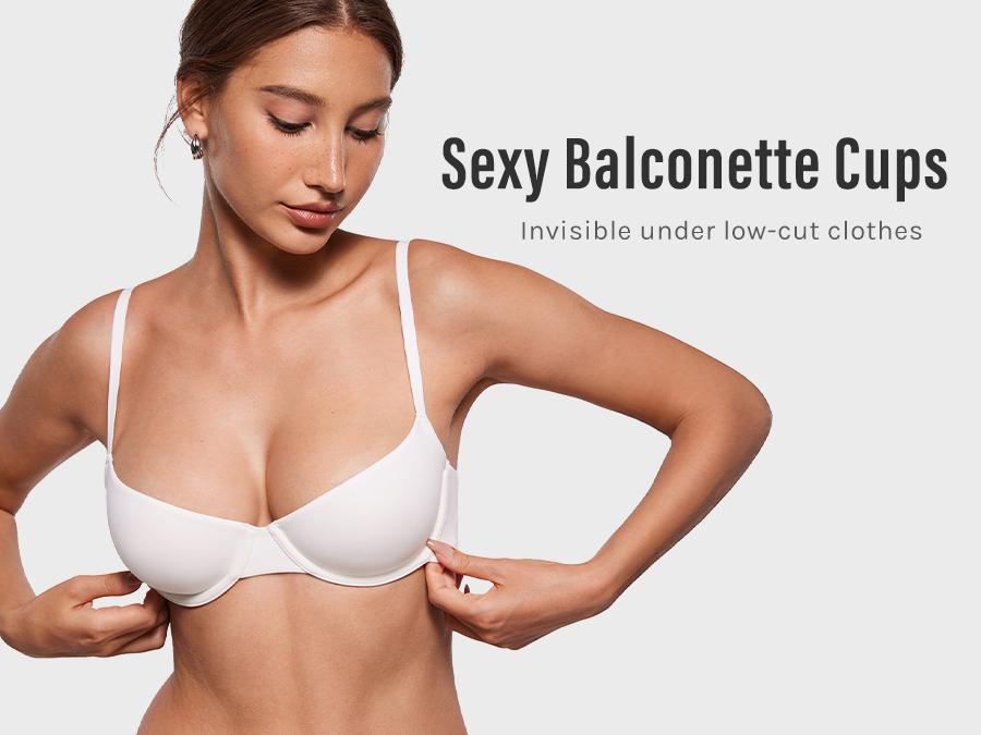 INLYRIC Women's Inbarely Plus Everyday Comfort Balconette Bra Wire Support No Padding Unlined Natural Shape for Daily Wear SpringStatements