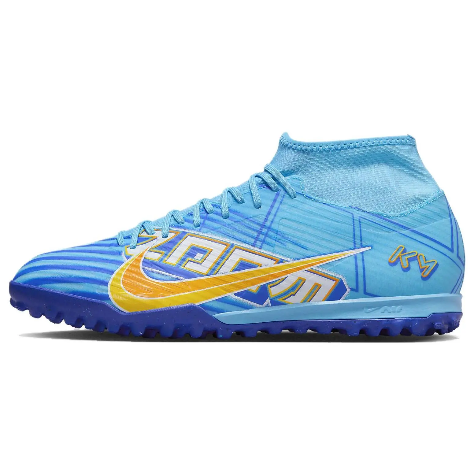 Nike Mercurial Superfly 9 Men's Blue Turf Football Shoes with Round Toe Comfort Trending Shoes, House White Official Shoes to Get / Maison Mihara Speed Artificial Turf