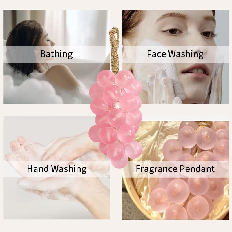 Grape Soap on a Ropes Decorative Aromatic Artisan Bar for Hand Wash Bath Fresh Air Large Bunch Crystal Purple Gift for Men Women