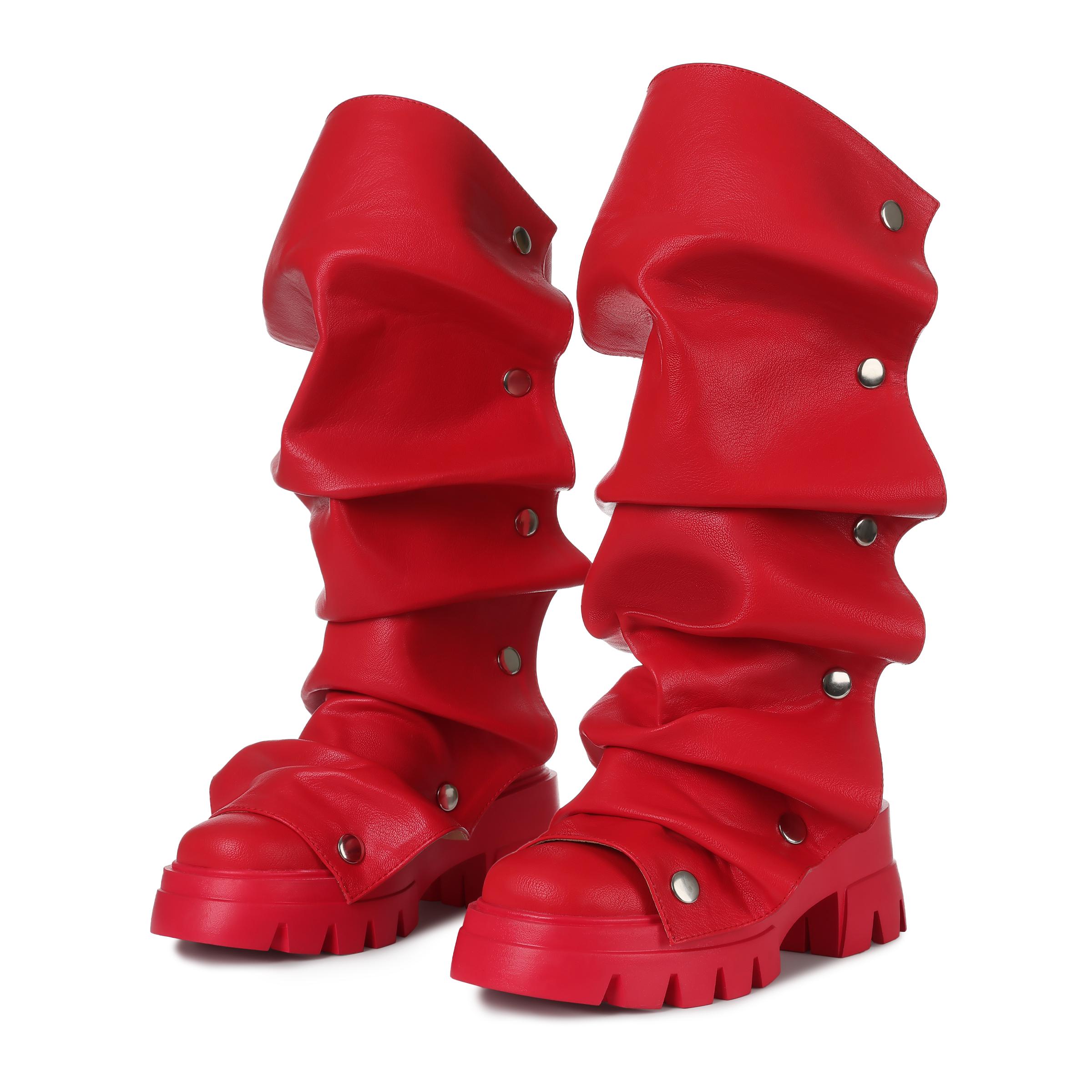 EROCALL Women's Knee High Thigh High Slouchy Boots Round Toe Ruched Stiletto Heel Shark Booties for Office Party Walking Shoes Footwear SpringStatements