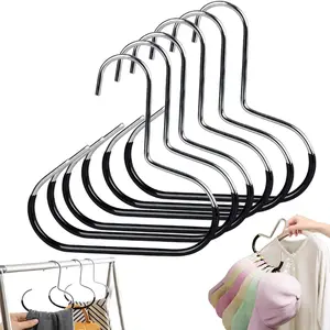 6Pcs Black Stainless Steel Hat Hangers, Heavy Duty Multifunctional Closet Organizer, Space Saving Storage for Hats Scarves Belts