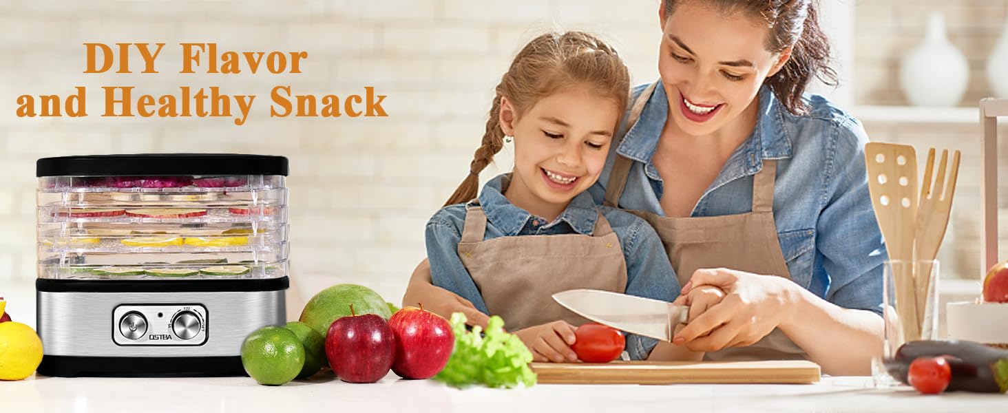 OSTBA Food Dehydrator, Dehydrator meats and Jerky, Fruits, Herbs, Veggies, Temperature Control Electric Food Dryer Machine, 5 BPA-Free Trays Dishwasher Safe, 240W, Recipe Book Included Kitchen Appliances,meats dehydrator