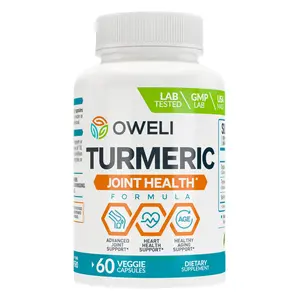 Oweli Turmeric Curcumin 1200mg with 95% Curcuminoids & BioPerine Black Pepper for Joint Health & Daily Wellness (30-Day Supply