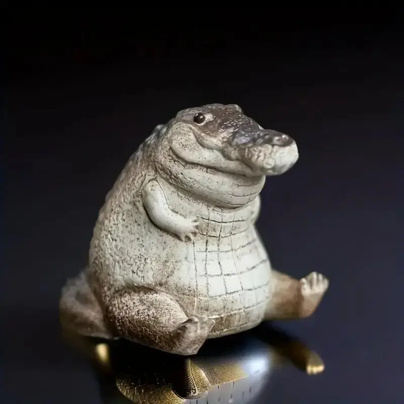 Mini Crocodile Statue Decoration Craft, Cute Tea Pet, Animal Design Miniature Landscape Ornament, Desktop Ornament For Home Decor, Decorative Sculptures, Animal Figurines, Living Room Ornaments