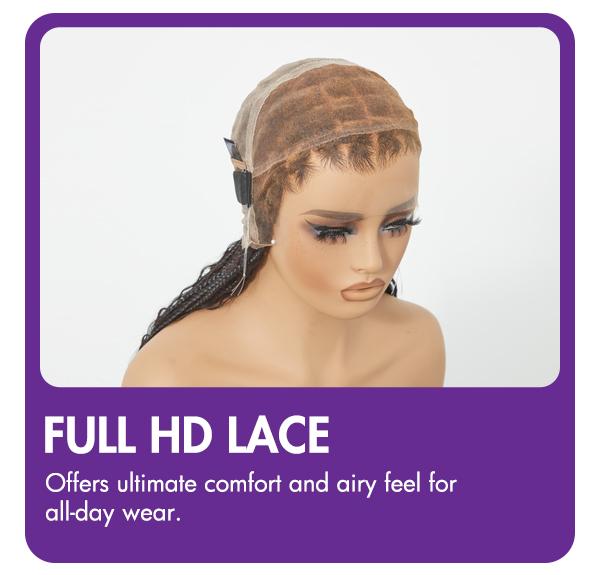 Luvme Braided Wig Knotless 26'' Braids Wig Boho Briaded Wigs Box Braid Human Hair Curls Flexi-Fit Invisi Drawstring Cap HD Full Lace Super Natural Scalp