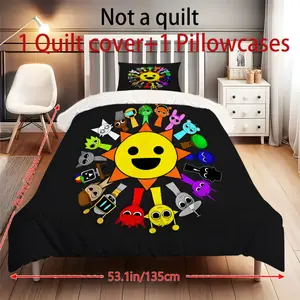 2 Pieces Sprunki Gamer Duvet Cover Set With 1 Duvet Cover and 1 Pillow Case Cover for Boys and Girls No Insert
