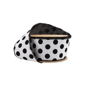 2 1/2" Wired Ribbon | Glittered Dots w/ Black Backing | 10 Yard Roll