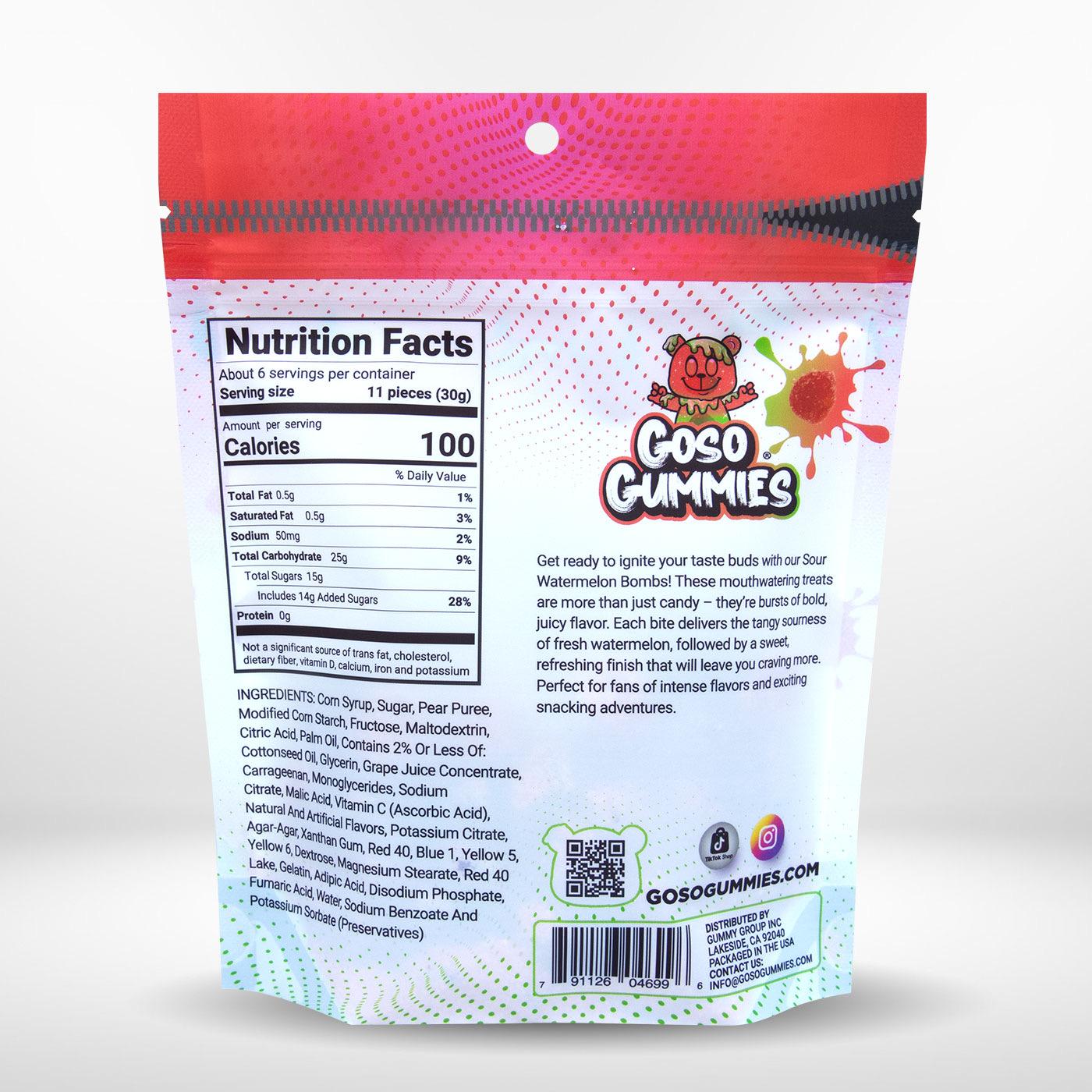 Goso Gummies Sour Blue Razz Bombs 6oz + Sour Watermelon Bombs 6oz + Sweet Cotton Candy Bombs 6oz - 18 Ounce Bundle - Sweet and Sour Gushers Candy