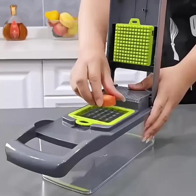 16-in-1 Multifunctional Vegetable Chopper Garlic & Onion Grater Kitchen Slicer with Auto Off Feature for Efficient Cooking