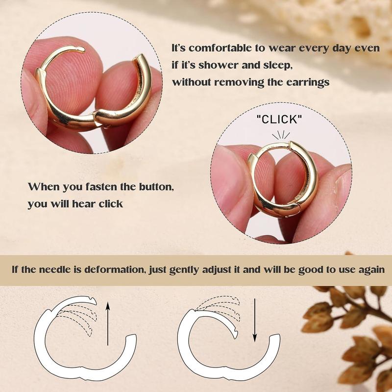 BESTEEL 3Pairs Gold Hoop Earrings Set for Women Chunky Gold Silver Hoop Earrings 14K Gold Filled Hypoallergenic Small Huggie Hoop Earrings Tiny Gold Trendy Thick Hoop Earrings Stacks for Multiple Piercing