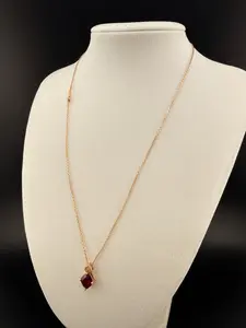 14K Gold Ruby Pendant Necklace – 18" Women's Fine Jewelry | 2.76g Natural Ruby Necklace