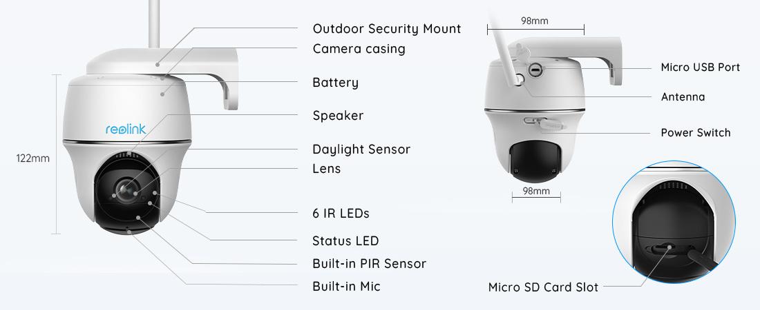 Reolink Argus PT with 3W Reolink Solar Panel 2K+ 5MP WIFI Outdoor Batttery Security Camera, Dual-Band WiFi, Smart Detection