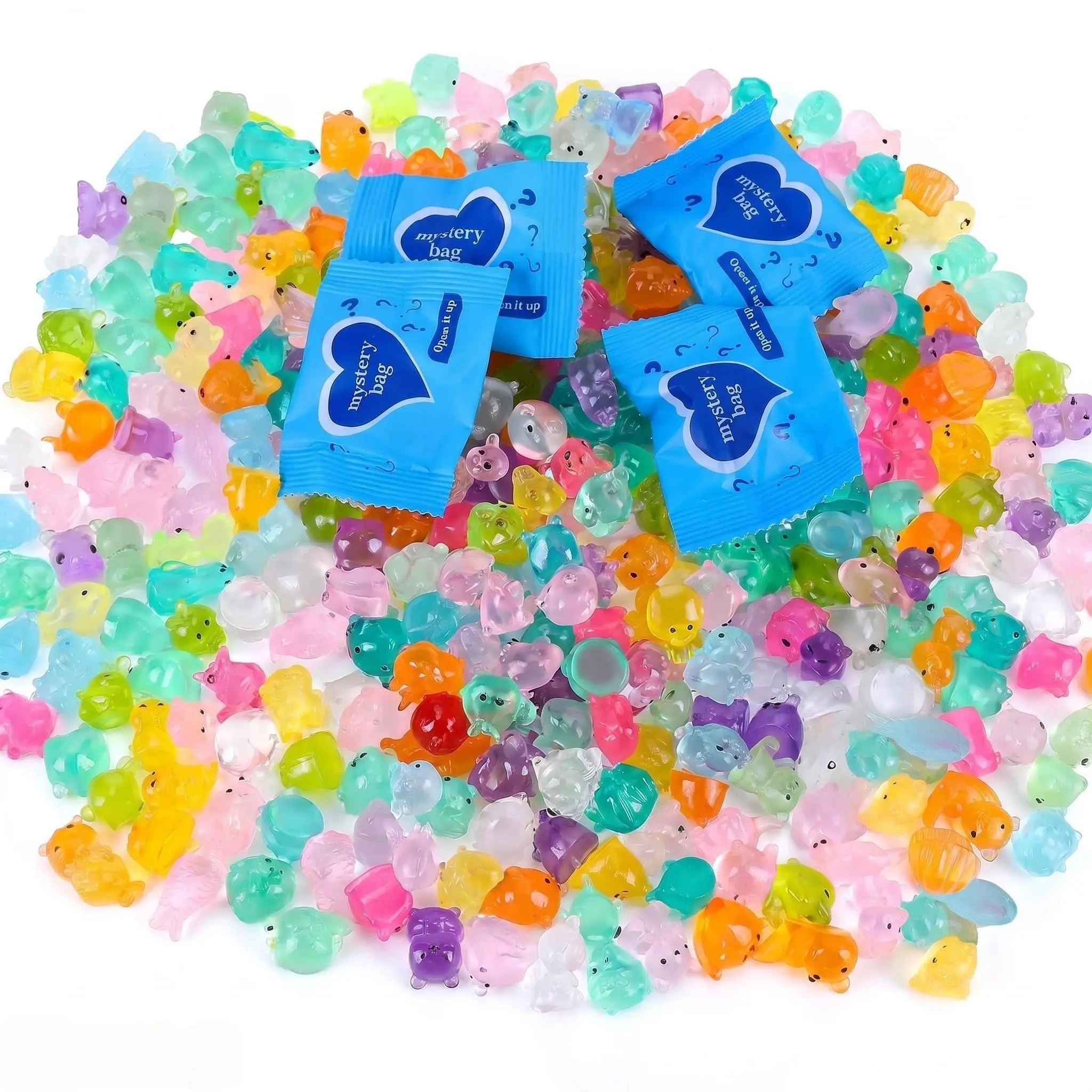Miniature Animal Figurines, 50 PCS Magical Mixed Luminous Resin Ornaments for Toy House, Fairy Tale Garden & DIY Crafters Decoration, Resin Animal Sculptures, Home Decor Accessory, Table Decor
