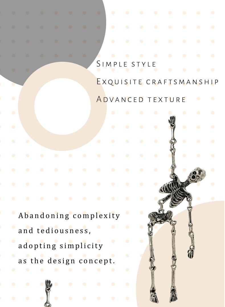 GGIRL Halloween Skull Earrings Jointed Skeleton Dangle Earrings Long Spooky Dangle Drop Skull Pendant Earrings Halloween Jewelry for Girls Women Party Gift Fashion Jewelry Gift for Holiday Haul Christmas Birthdays Anniversaries