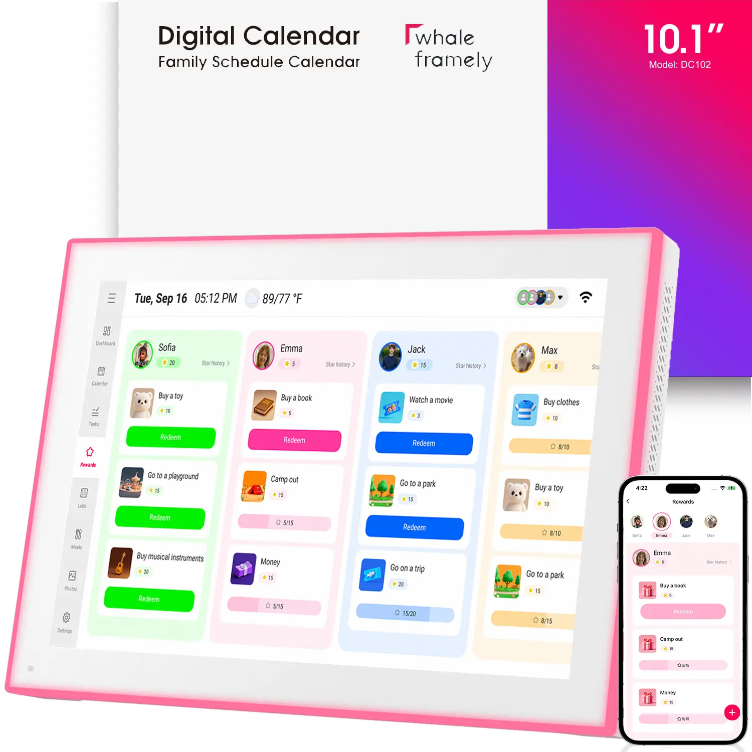 10.1 Inch LED Light Digital Calendar, Meal Planner, Duty Chart, to Do List,HD Smart Touch Screen Home Interactive Smart Electron Calender - Built-in Digital Photo Frame Function (white, 10.1), #SummerWins, #DealsForYouDays summerwins