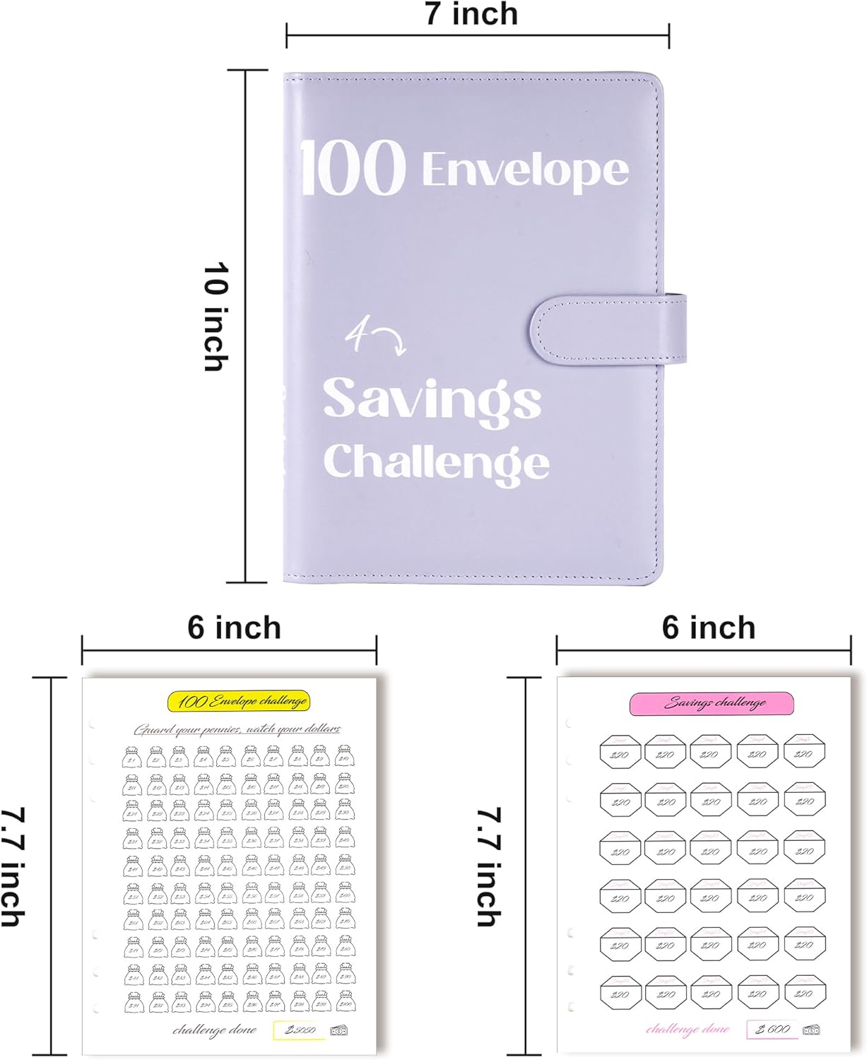 100 Envelopes Money Saving Challenge Binder A5 Large Leather Budget Organizer with Reusable Tracker Cards & Erasable Pen Gift for everyone with password lock