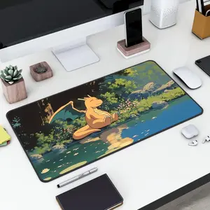 Dragonite Pkm Anime Desk Mat, Cute Dragonite Mouse Pad, Keyboard Mat, Cute Kawaii Pkm Desk Mat For Office, Gift For Gamer