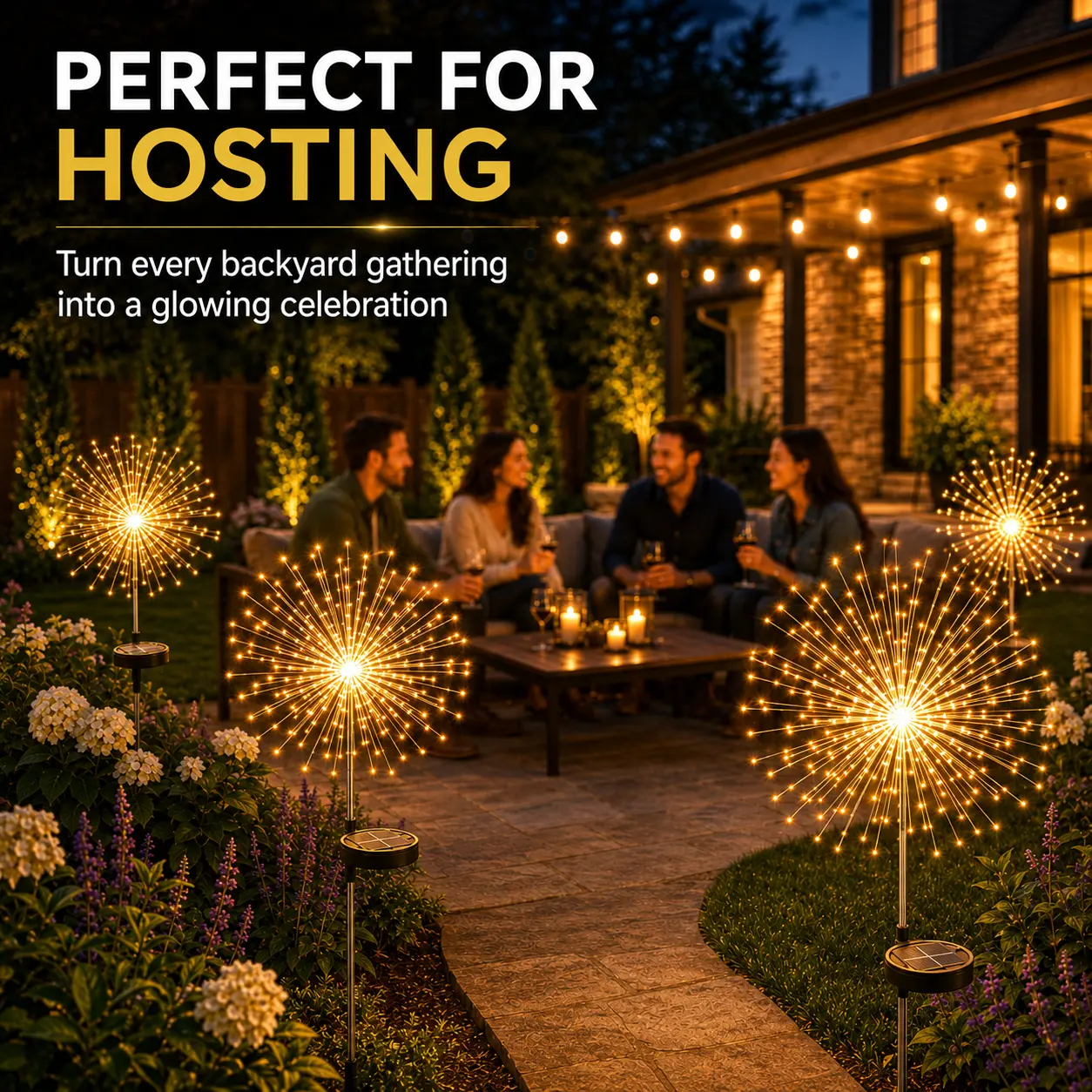 Solar Garden Lights Outdoor, 150LED Firework Lights for Summer, Waterproof Solar Fairy Lights with 8 Lighting Modes, Decorative Twinkle Lights for Garden, Yard, Patio, Pathway, Lawn & Outdoor Decor, Outdoor Decoration Light