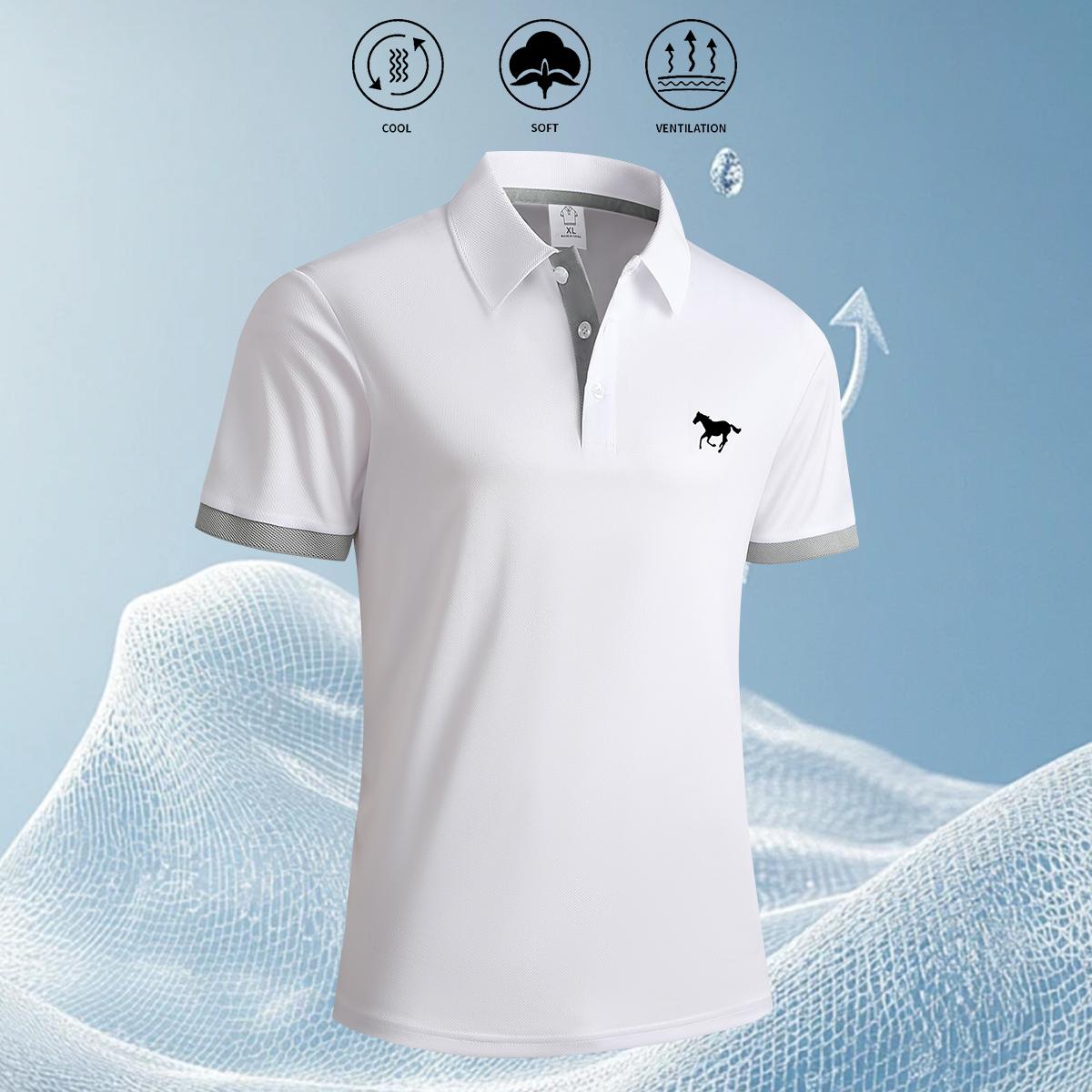 Fashion summer breathable POLO shirt, suitable for business leisure and comfortable tennis training, also high-end polo shirt such as gift giving, casual short-sleeved sweatshirt, suitable for golf, tennis and casual attire, button collar design, classic